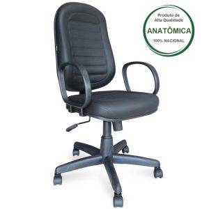Cadeira Presidente BAIXA COSTURADA - Braço Corsa - COR PRETA 30102