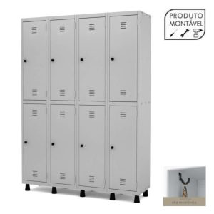 Armário Roupeiro de Aço c/ 08 PORTAS GRANDES - 1,93x1,38x0,40m - CZ/CZ - PMD - 10004