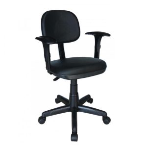 Cadeira Secretária Giratória Com Braços Reguláveis Estofada Preta - 31106