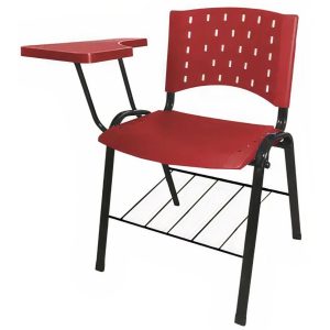 Cadeira Universitária PRANCHETA PLÁSTICA com Porta Livros - Cor Vermelho 32020