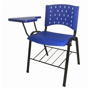 Cadeira Universitária PRANCHETA PLÁSTICA com Porta Livros - Cor Azul 32019