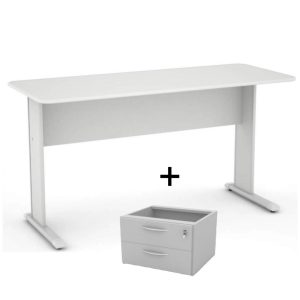 Mesa Escritório 1,52x0,62m com GAVETAS CINZA/CINZA - MAXXI - 43082