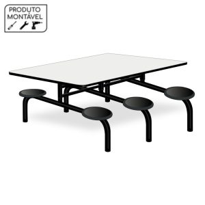 Mesa p/ Refeitório Fixo 06 Lugares MDP BRANCO DE 25 MM 50050