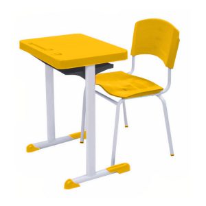 Kit Escolar Individual AMARELO – (Mesa e Cadeira) – ADULTO – - COR AMARELO - 40083