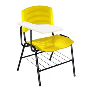 Cadeira Universitária Plástica com Prancheta MDF - COR AMARELO 34019