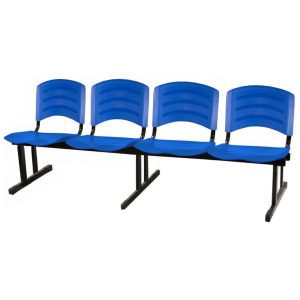 Cadeira Longarina PLASTICA 4 Lugares Cor Azul 33098