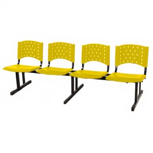 Cadeira Longarina PLÁSTICA 04 Lugares - Cor AMARELO - REALPLAST- 34070