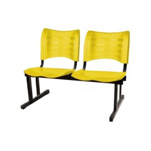Cadeira Longarina PLÁSTICA 02 Lugares - Cor Amarelo - PMD - 34209