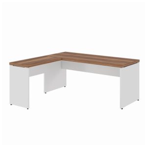 Mesa em L (Mesa 1,70m + Mesa Auxiliar) - S/ Gavetas - WORKSTART - NOGAL SEVILHA/BRANCO - 34325