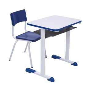 Kit Escolar Individual AZUL – (Mesa e Cadeira) – JUVENIL – MADEIRA - COR AZUL - 40091
