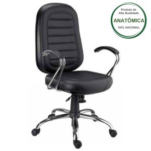 Cadeira Presidente BAIXA Base e Braços Cromados (Torcido) - COR PRETA 30104