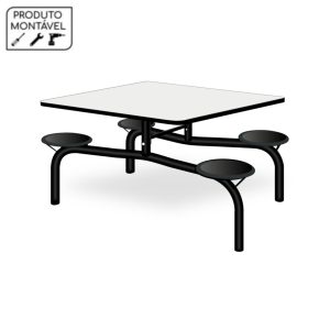 Mesa para Refeitório Fixo 04 Lugares MDP BRANCO DE 25 MM 50052